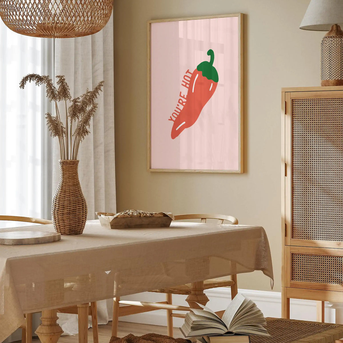 You're hot チリペッパー アートパネル　アメリカ　インテリア You're Hot Chili Pepper Poster | Funny Kitchen Wall Art – The
