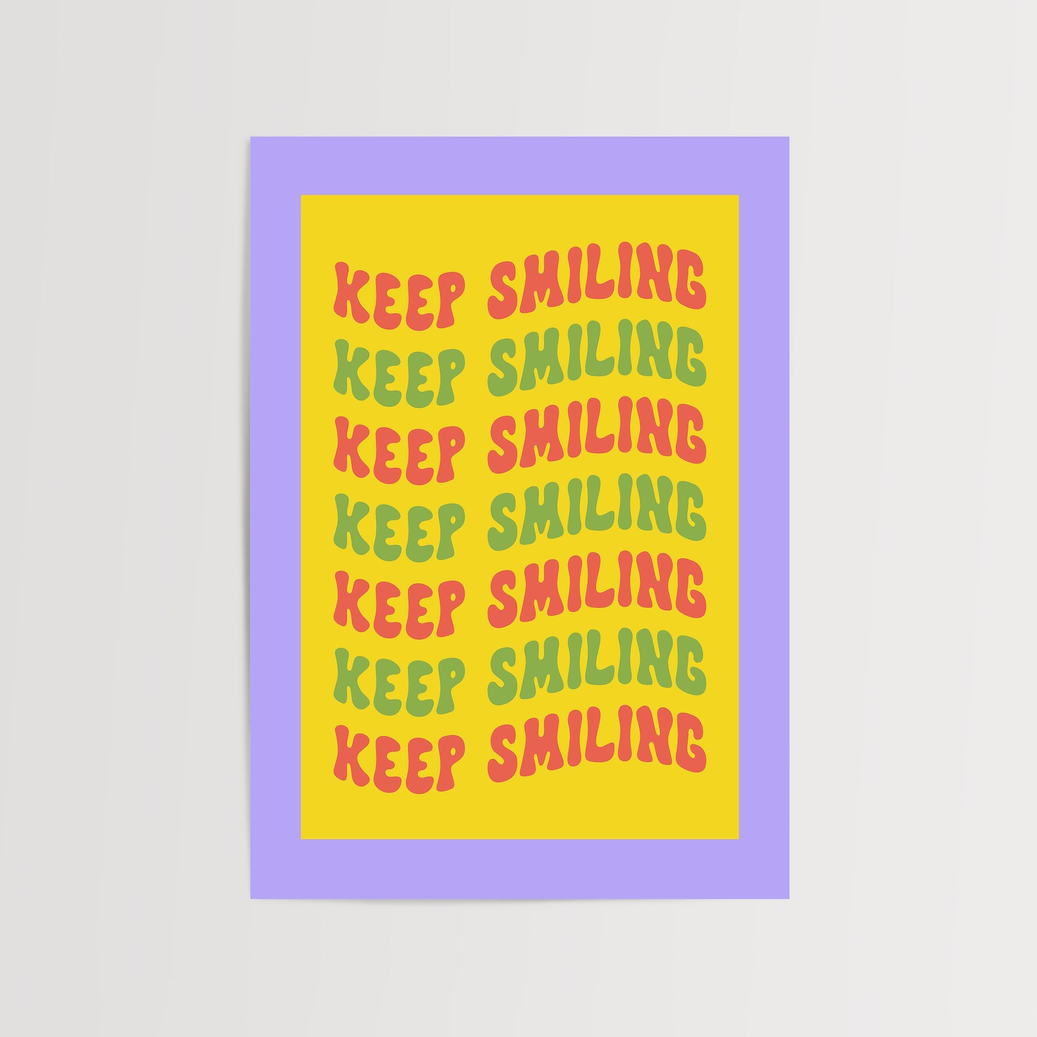 Keep Smiling art print with colorful typography