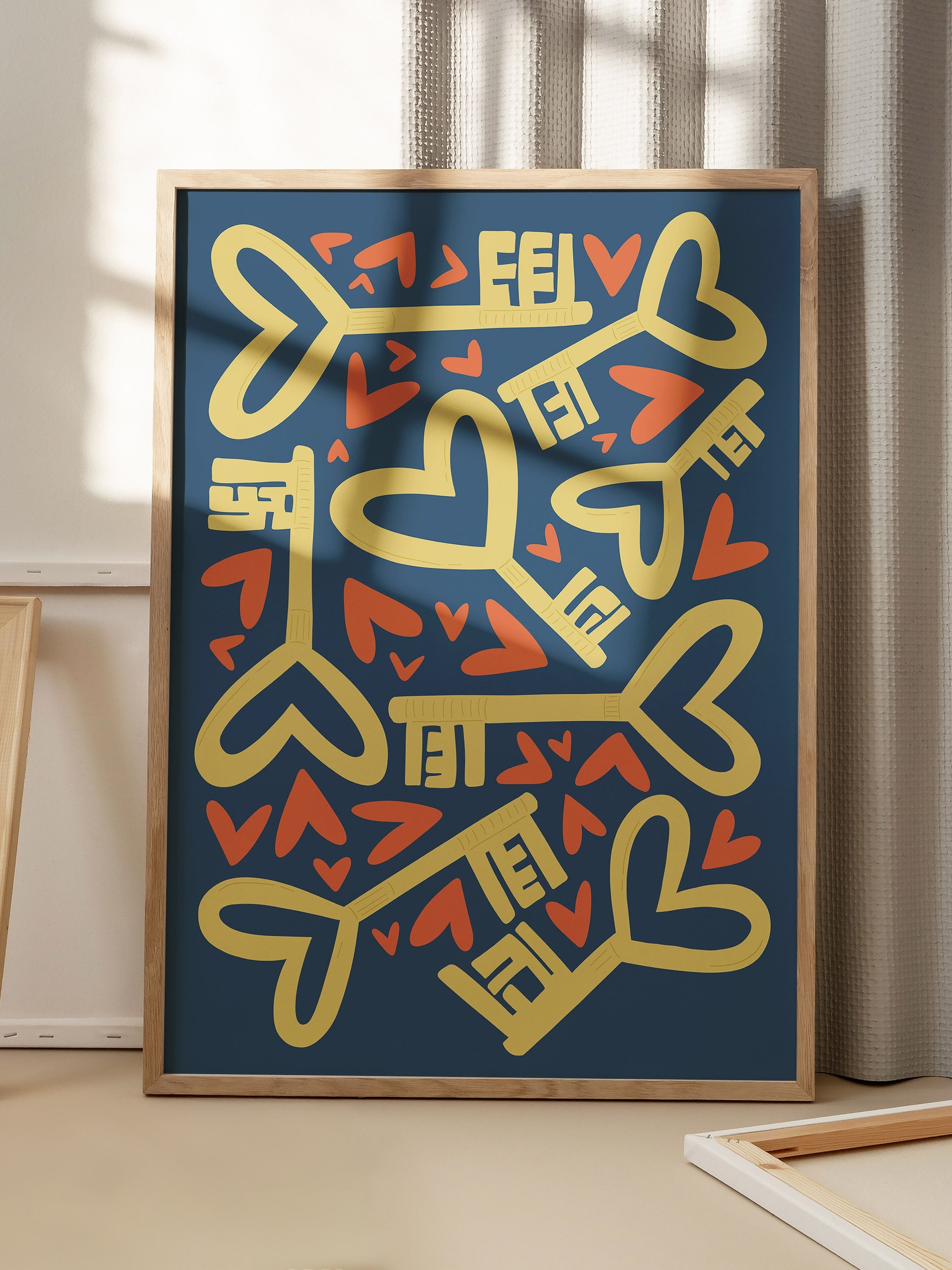 Whimsical Keys to My Heart art print for romantic decor