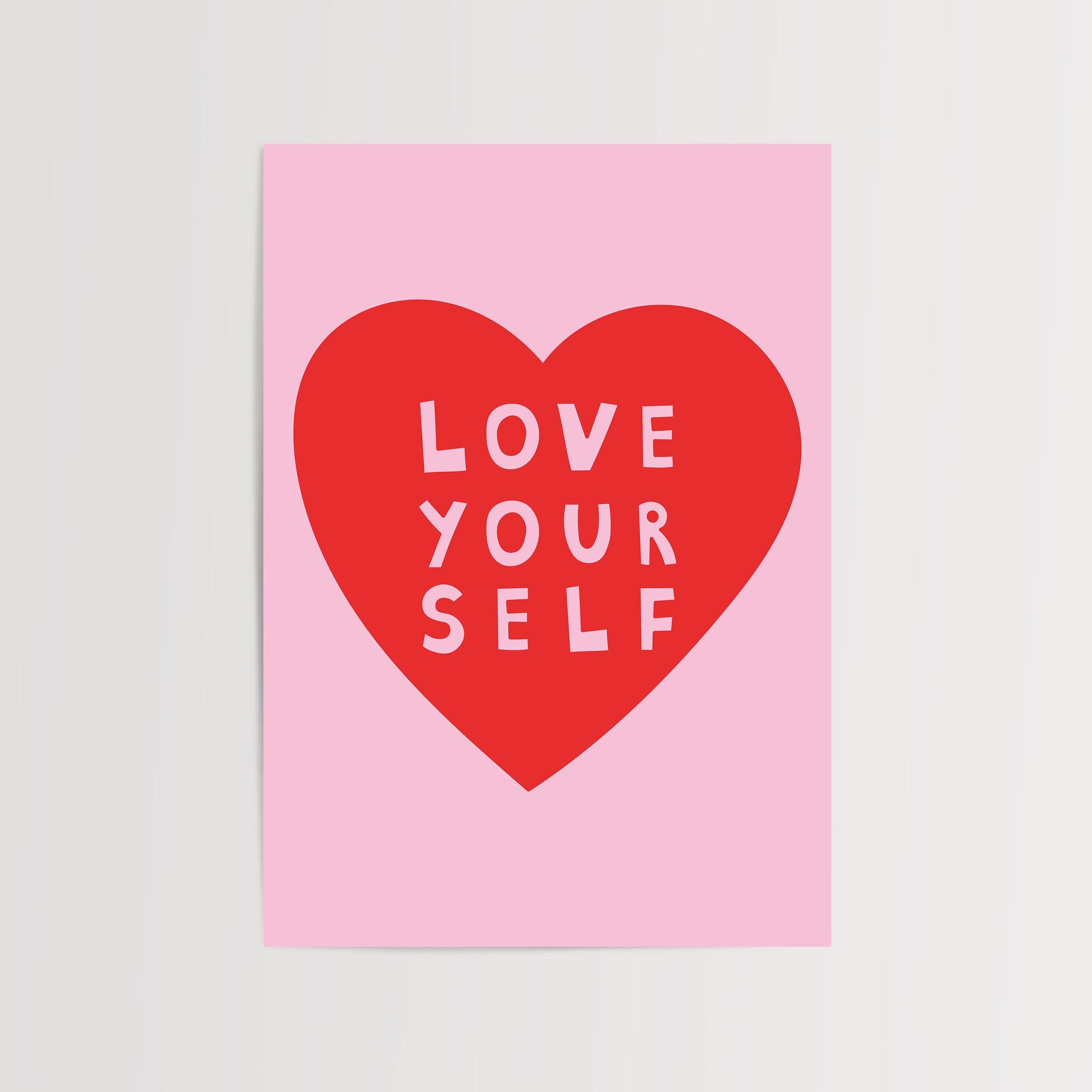 Love Yourself art print with groovy typography design