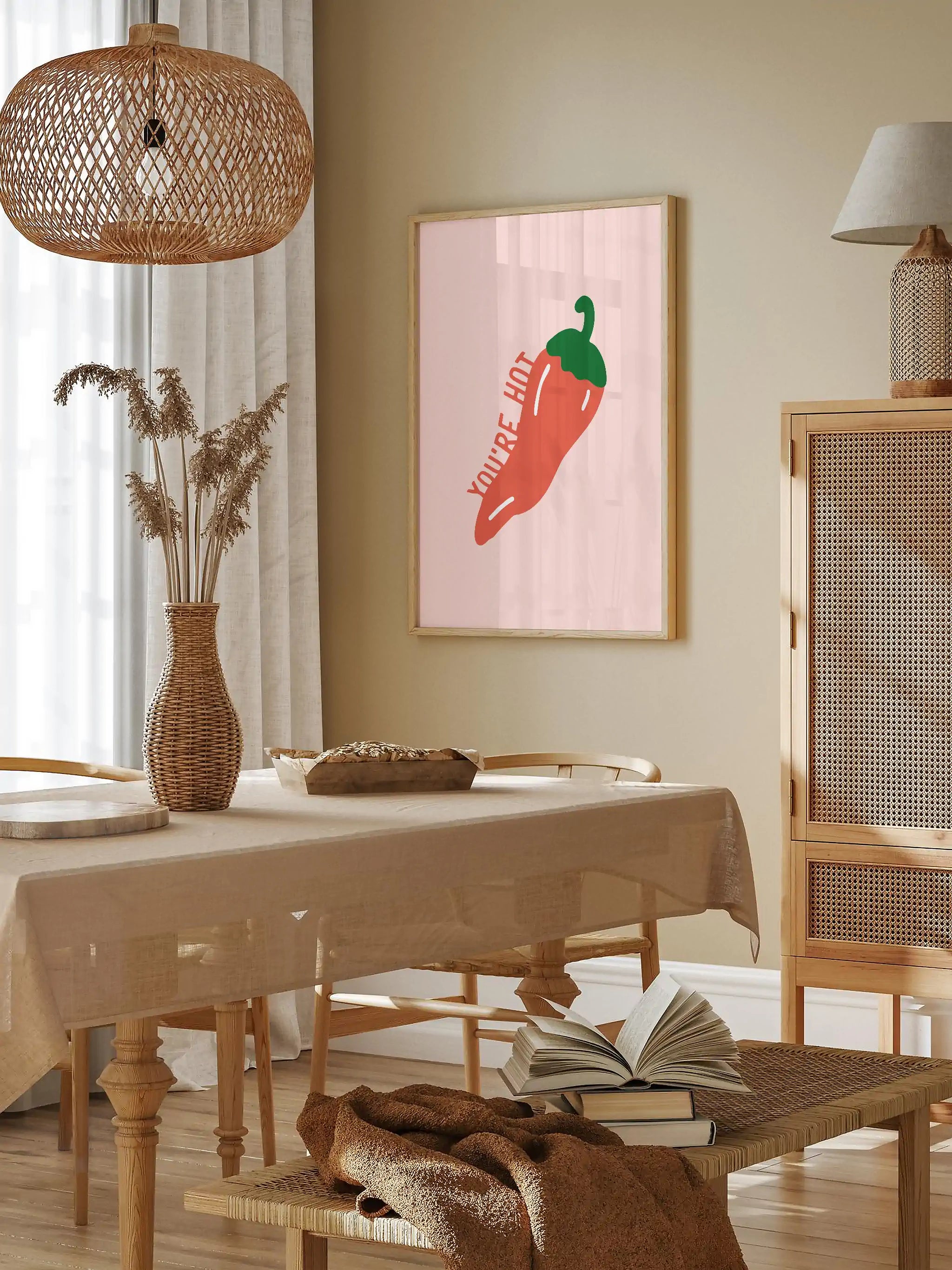 You're hot チリペッパー アートパネル　アメリカ　インテリア You're Hot Chili Pepper Poster | Funny Kitchen Wall Art – The