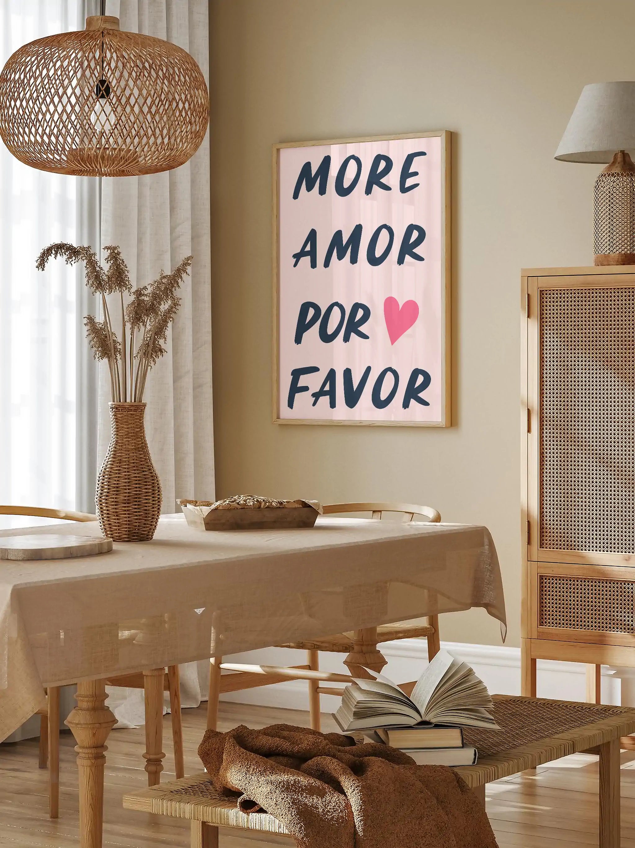 Romantic wall art with hand-painted pink lettering and a heart symbol.